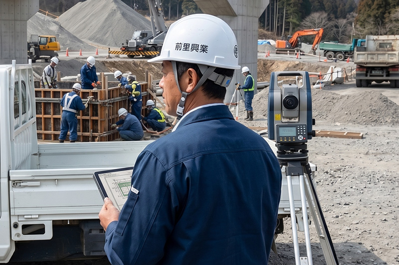 施工管理を行う前里興業の社員