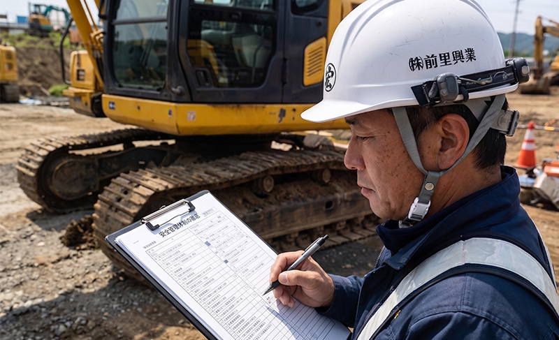 安全管理体制の徹底 施工前の安全確認を行う現場責任者